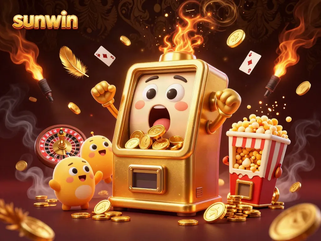 Experience the thrilling sunwin jackpot as golden slot machines celebrate big wins amid dynamic casino elements.
