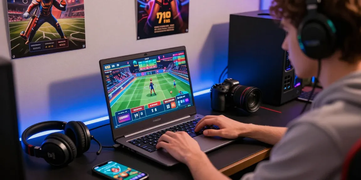 Engaging scene of a user at TK1971 enjoying online casino games and sports betting.