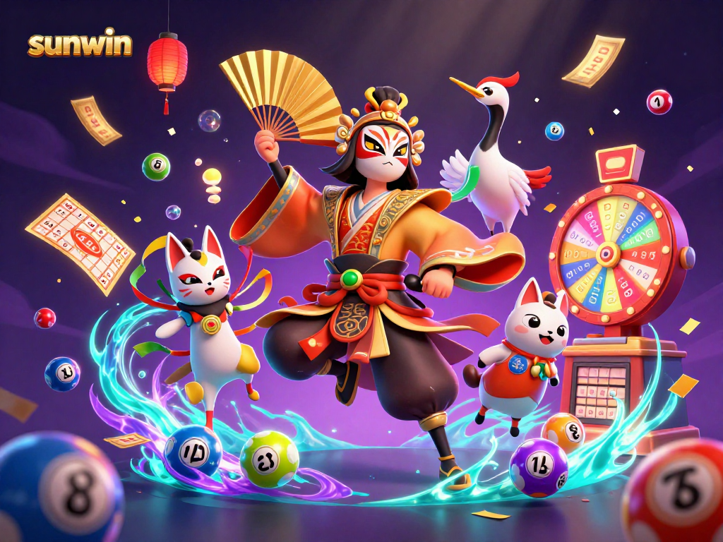 Experience the thrilling excitement of sunwin with vibrant lottery elements and captivating characters!