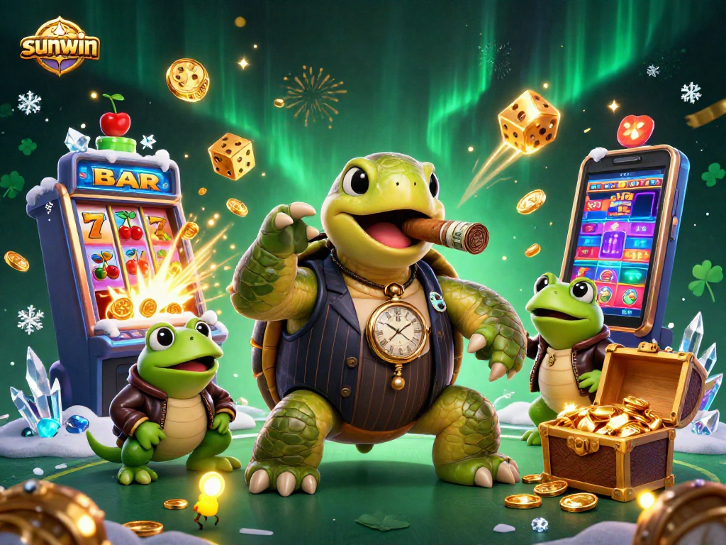 Experience sunwin's thrilling casino excitement with a fun-filled, vibrant illustration.
