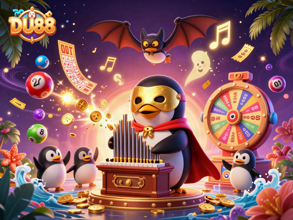 Engage with DU88's thrilling games featuring a 3D cartoon opera penguin and golden prizes.