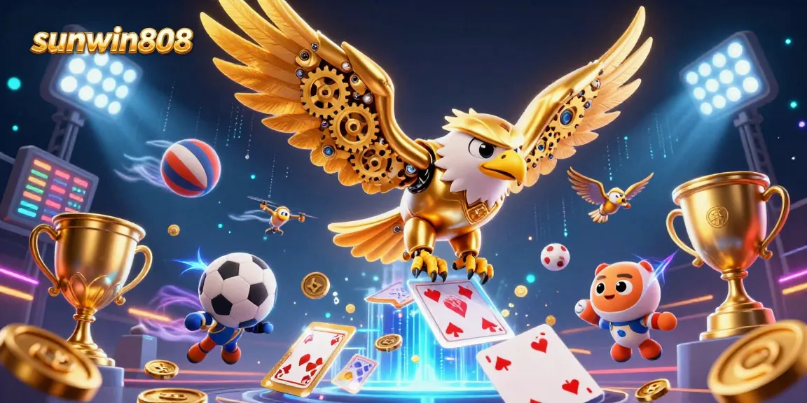 Engage in thrilling gameplay with sunwin808, showcasing a dynamic 3D casino scene filled with excitement and energy.