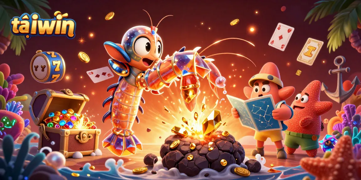 Experience exciting gameplay with tải iwin while diving through gems and golden coins in this vibrant casino illustration.