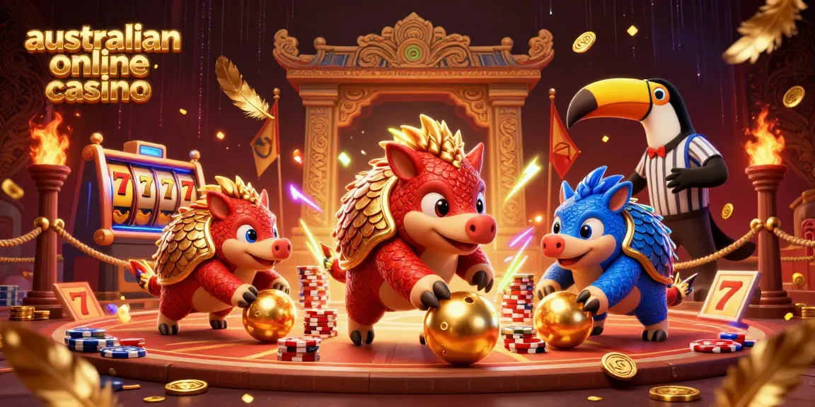 Vivid battle scene with rival pangolins at an australian online casino, featuring dynamic gaming elements.