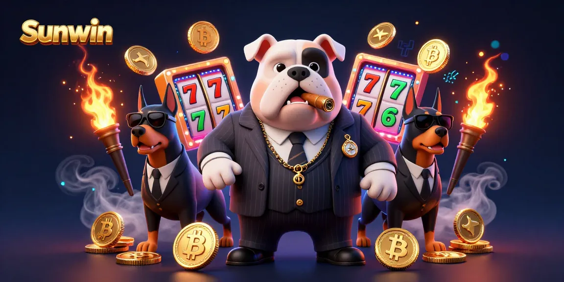 Win massive jackpots with Sunwin's thrilling casino games featuring a mafia bulldog and Doberman bodyguards.