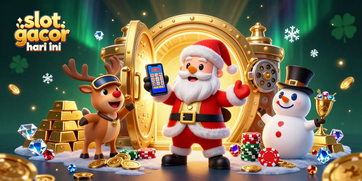 Engage in thrilling slot gacor hari ini adventures with Santa and friends in this vibrant casino scene.