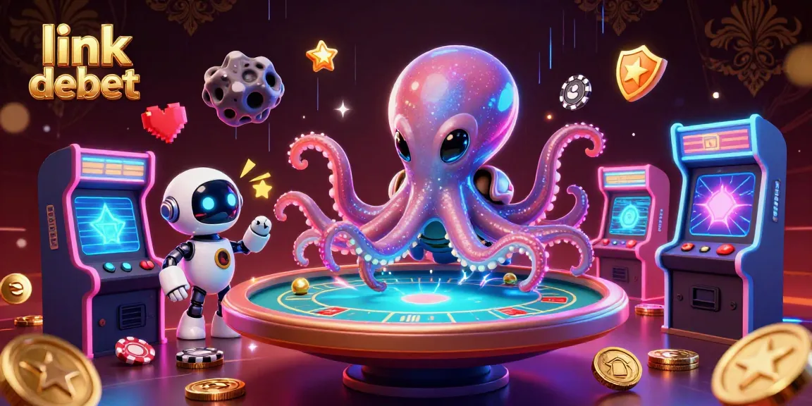Engage with link debet at an alien poker table while asteroids spin in vibrant 3D gaming graphics.