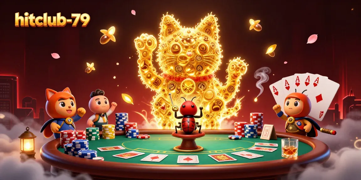 Engage in thrilling casino action at hitclub-79 with a creative illustration of the lucky cat.