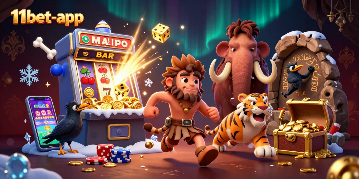Experience excitement with 11bet-app in a vibrant 3D casino illustration scene.